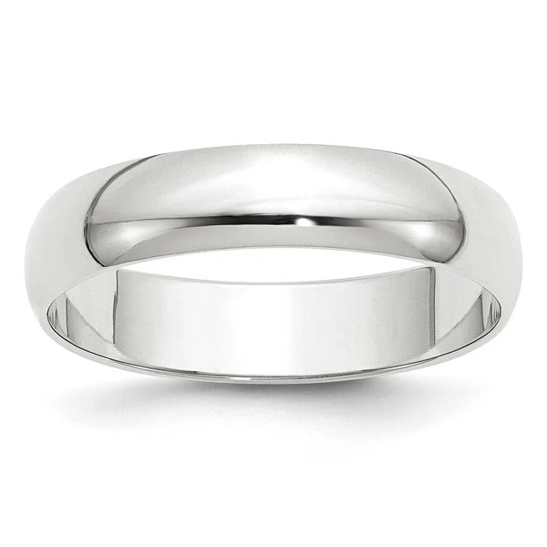 14K White Gold 5mm Half Round Wedding Band