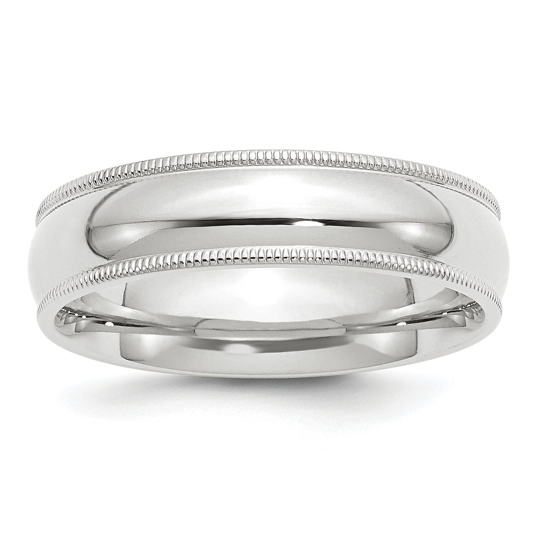 14K White Gold 6mm Comfort Fit Milgrain Wedding Band