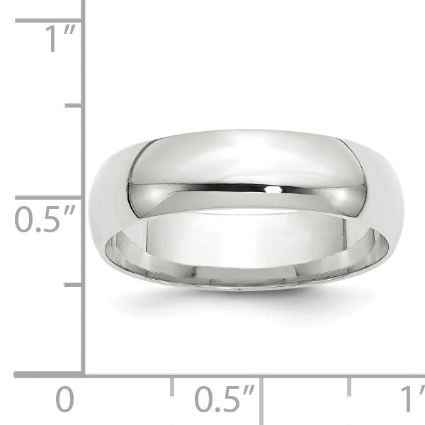 14K White Gold 6mm Comfort Fit Wedding Band - Close-Up Detail