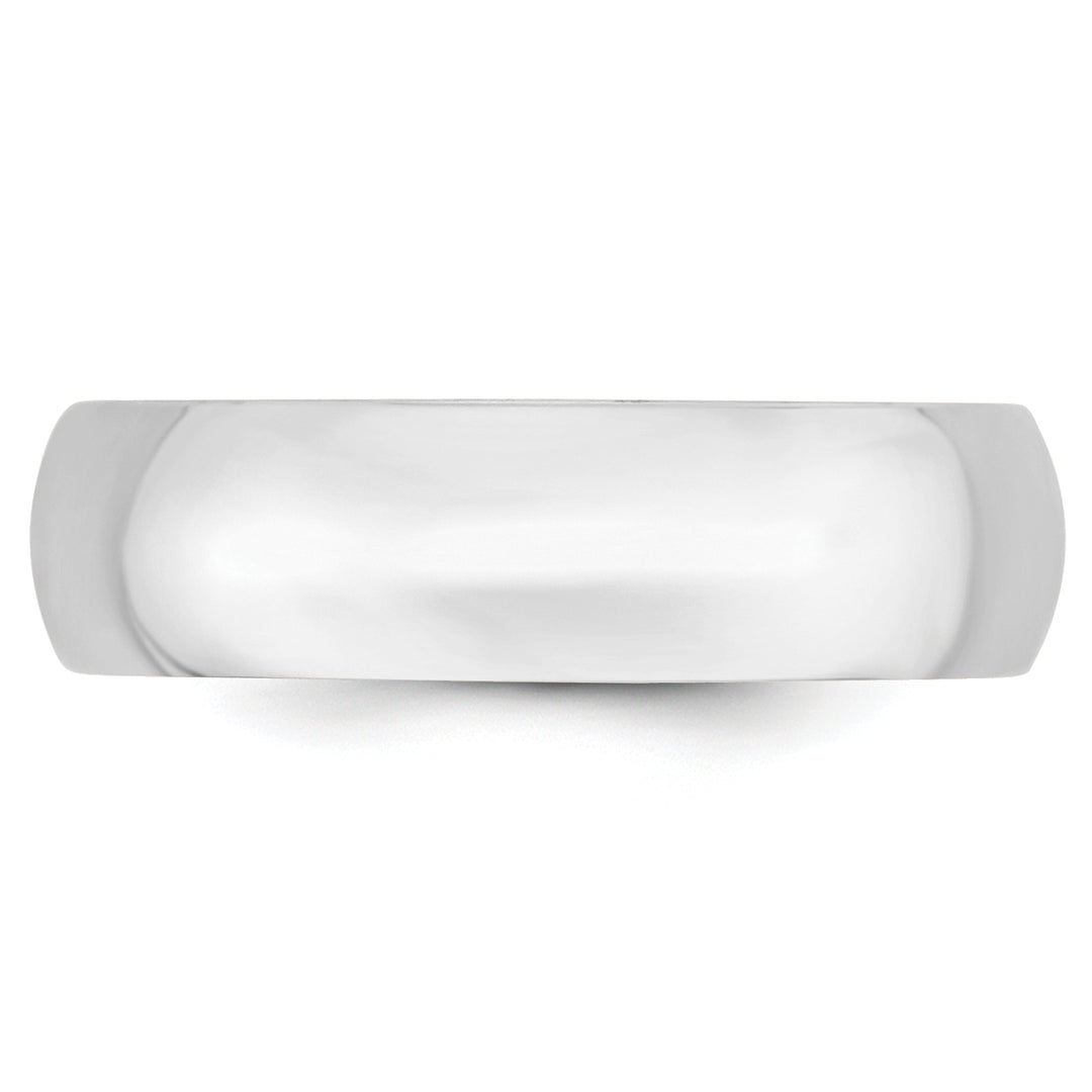 14K White Gold 6mm Comfort Fit Wedding Band - Side Profile
