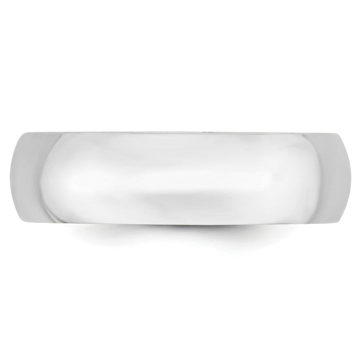 14K White Gold 6mm Comfort Fit Wedding Band - Side Profile
