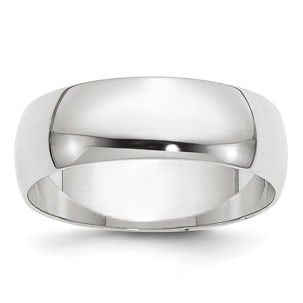 14K White Gold 6mm Half Round Wedding Band
