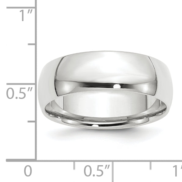14K White Gold 7mm Comfort Fit Wedding Band - Side Profile