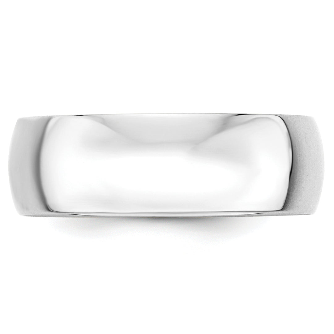 14K White Gold 7mm Half Round Wedding Band — Front View