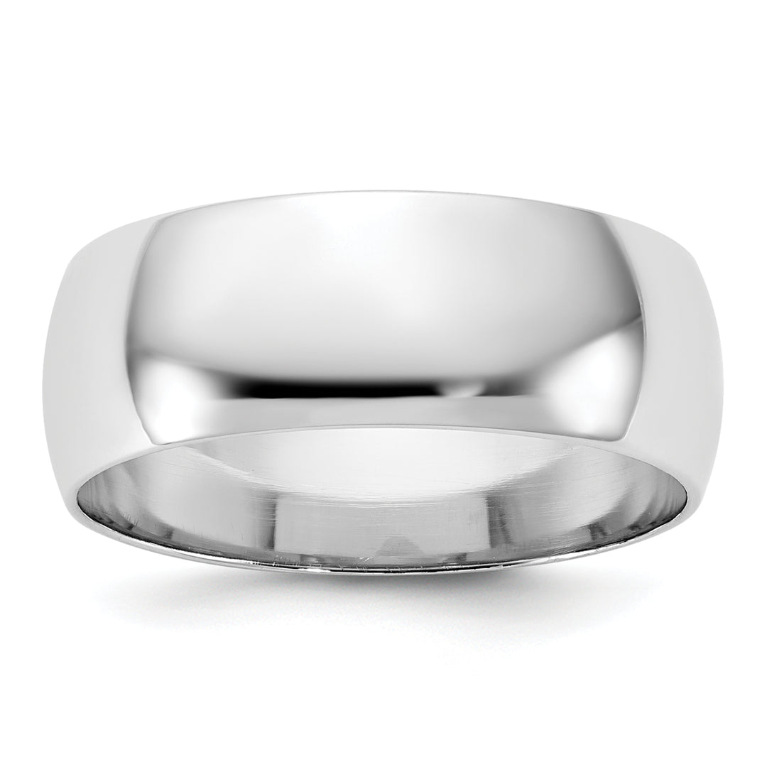 14K White Gold 7mm Half Round Wedding Band