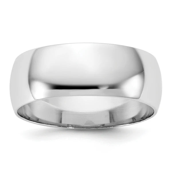 14K White Gold 7mm Half Round Wedding Band