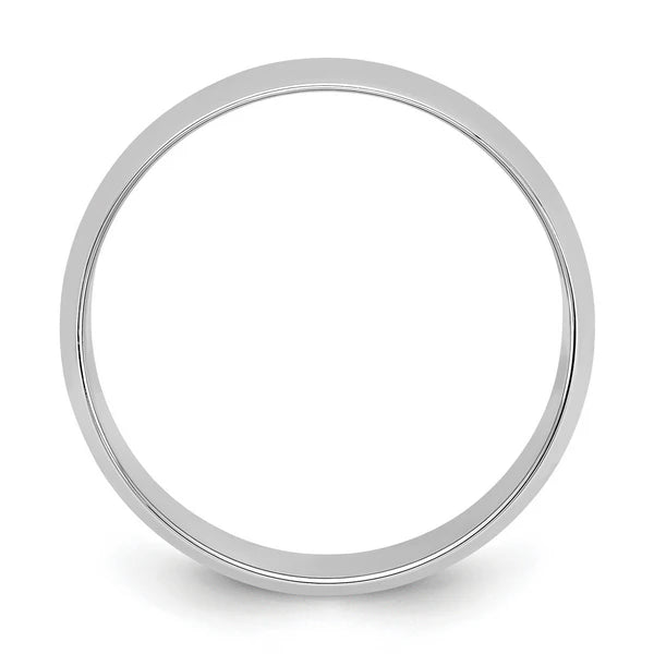 14K White Gold 8mm Half Round Wedding Band Front View