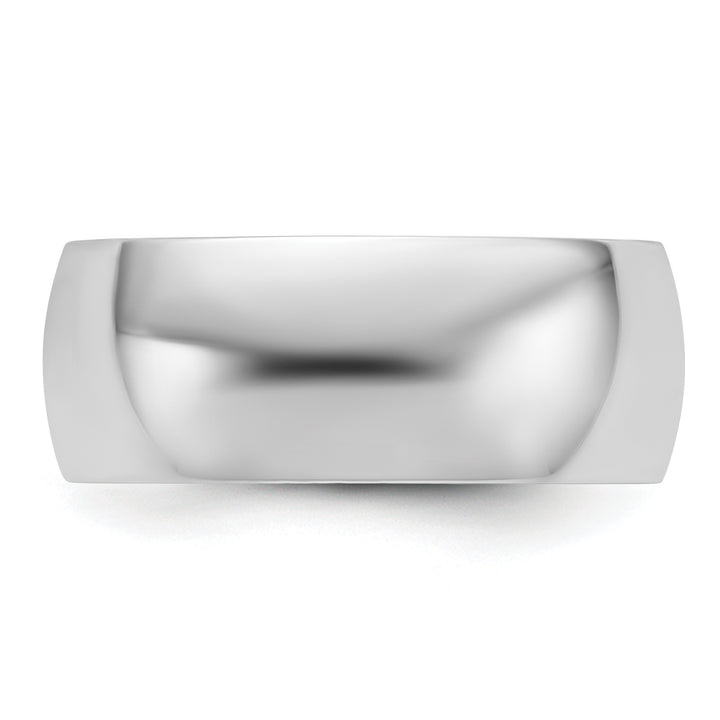 14K White Gold 8mm Half Round Wedding Band — Side Profile