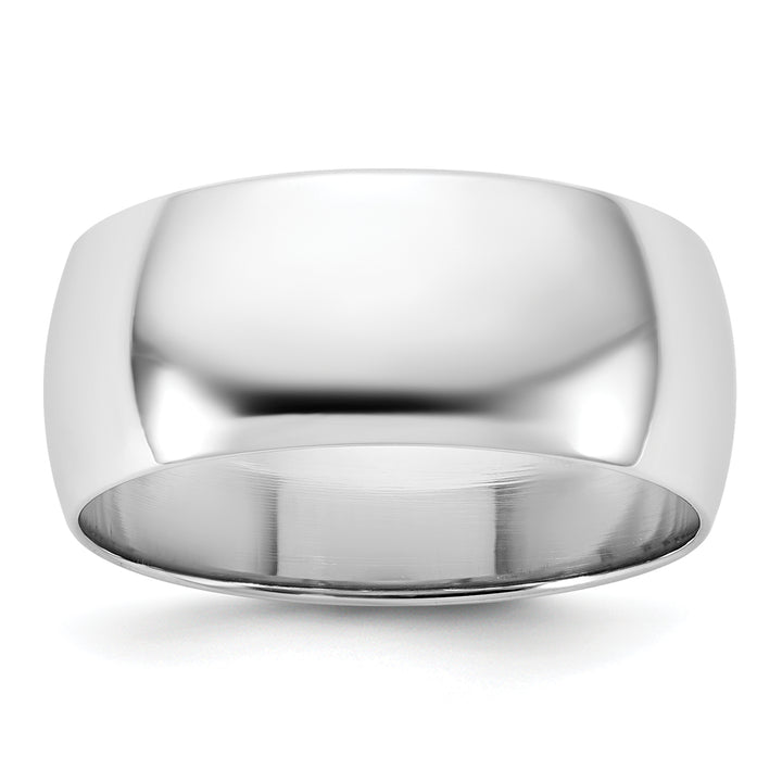 14K White Gold 8mm Half Round Wedding Band