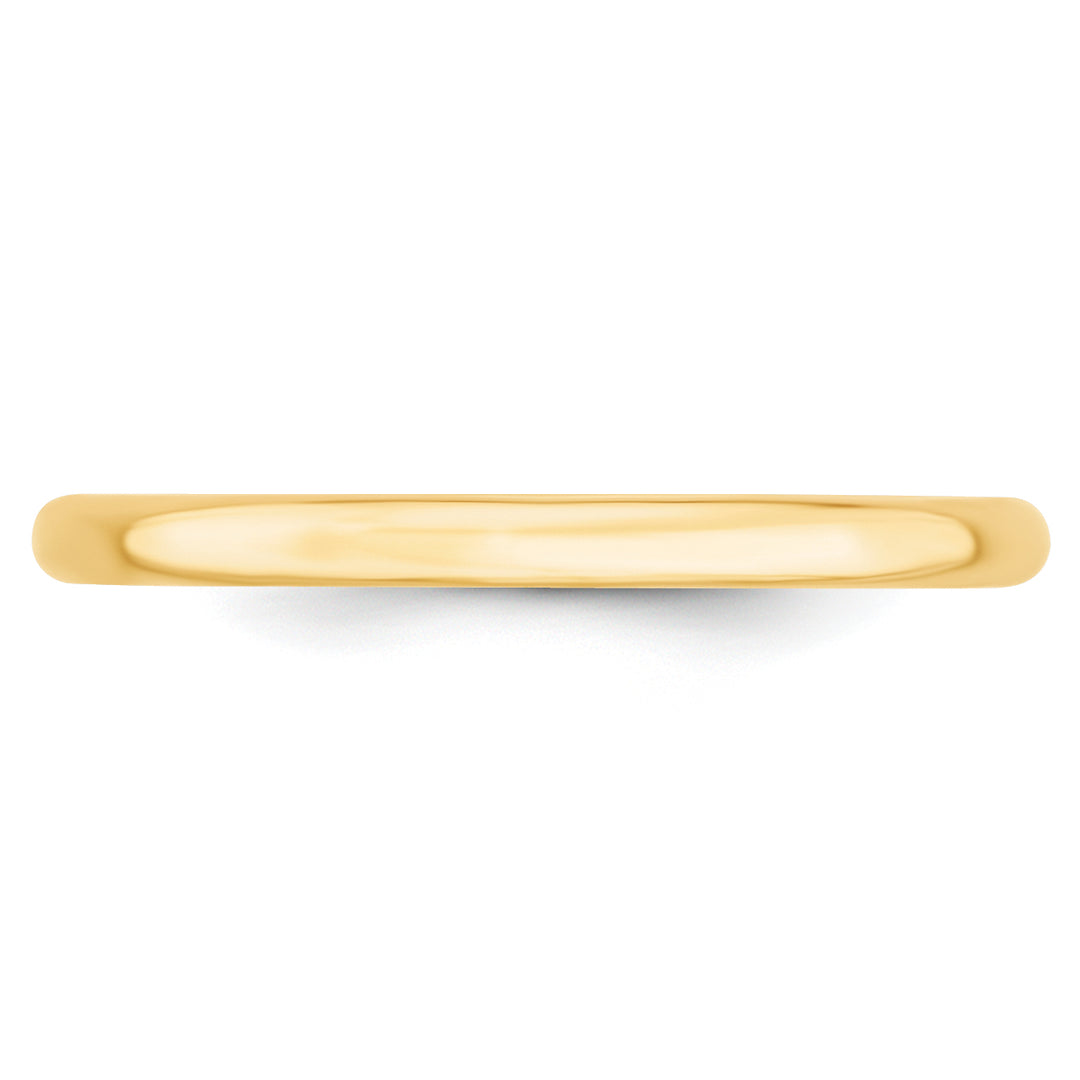 14K Yellow Gold 2mm Comfort Fit Wedding Band - Side Profile