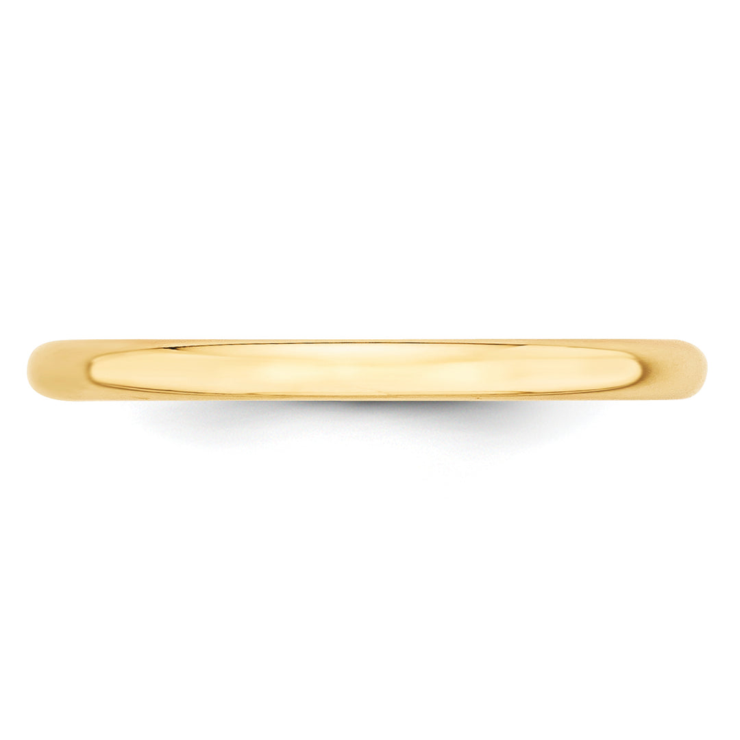 14K Yellow Gold 2mm Half Round Wedding Band — Side Profile