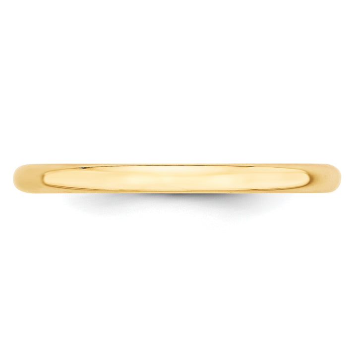 14K Yellow Gold 2mm Half Round Wedding Band — Side Profile
