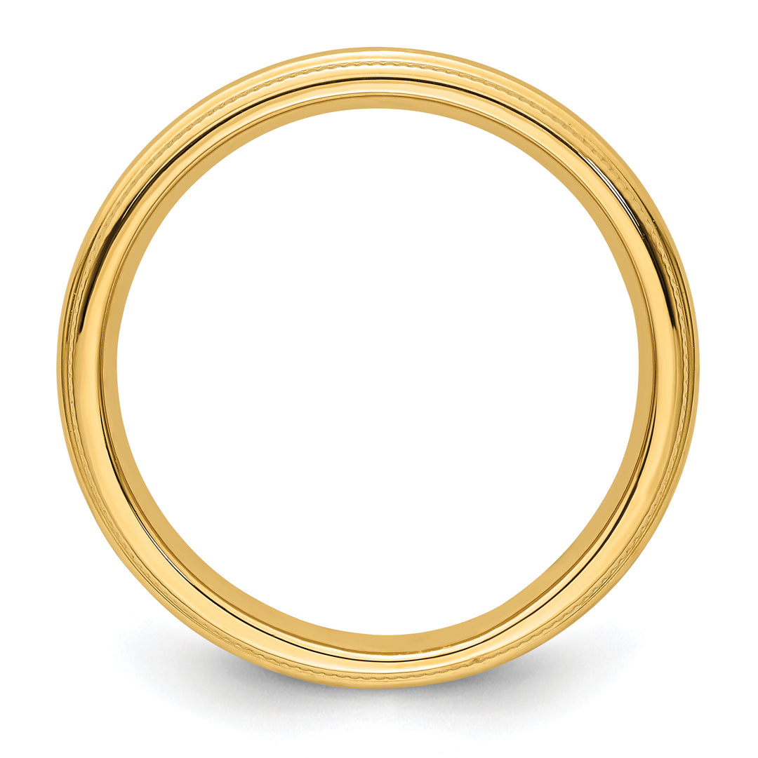 14K Yellow Gold 3mm Comfort Fit Milgrain Wedding Band - Front View