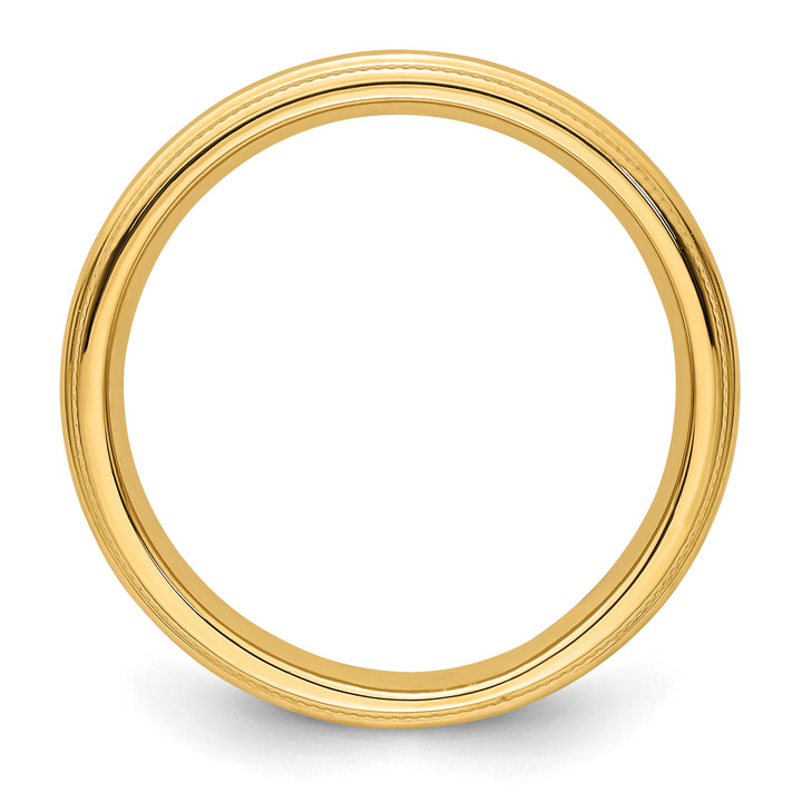 14K Yellow Gold 3mm Comfort Fit Milgrain Wedding Band - Front View