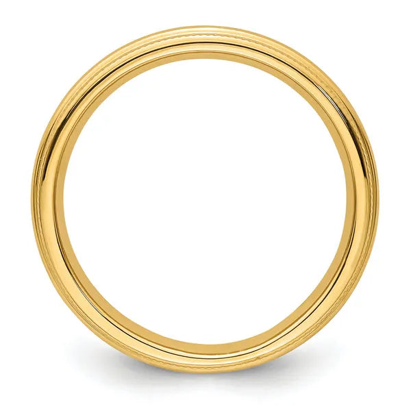 14K Gold 3mm Comfort Fit Milgrain Wedding Band