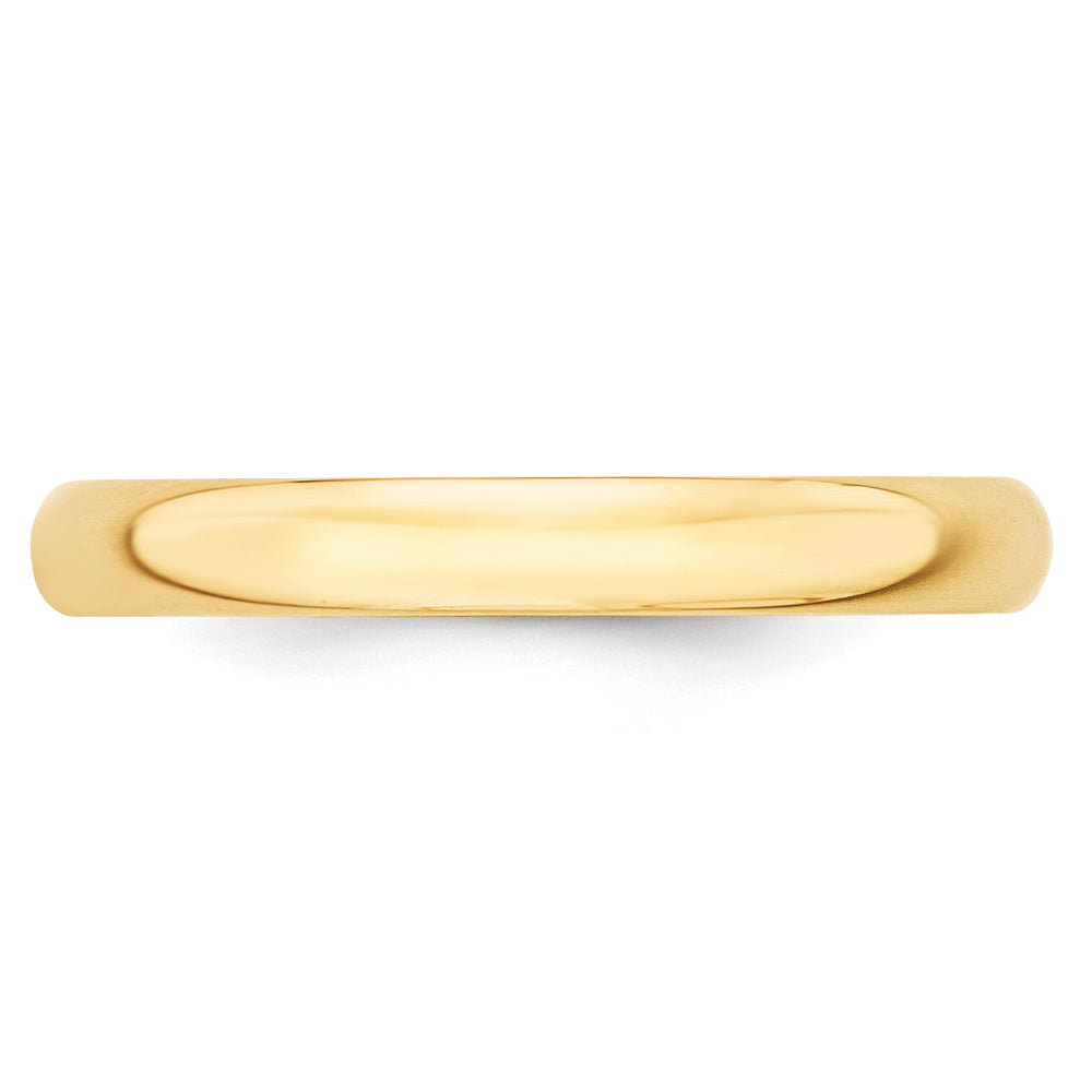14K Yellow Gold 3mm Half Round Wedding Band — Front View