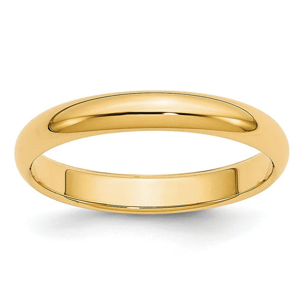 14K Yellow Gold 3mm Half Round Wedding Band