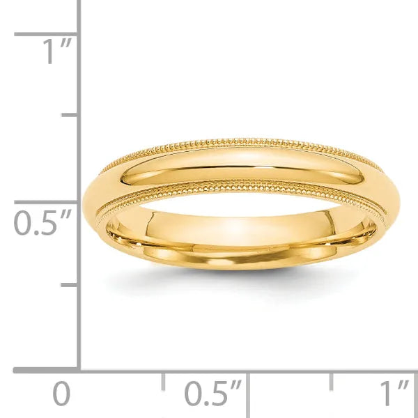 14K Gold 4mm Comfort Fit Milgrain Wedding Band