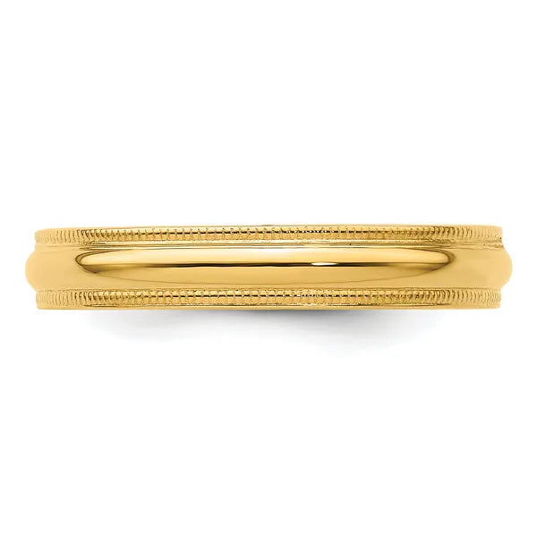 14K Gold 4mm Comfort Fit Milgrain Wedding Band
