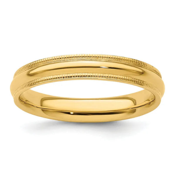 14K Gold 4mm Comfort Fit Milgrain Wedding Band