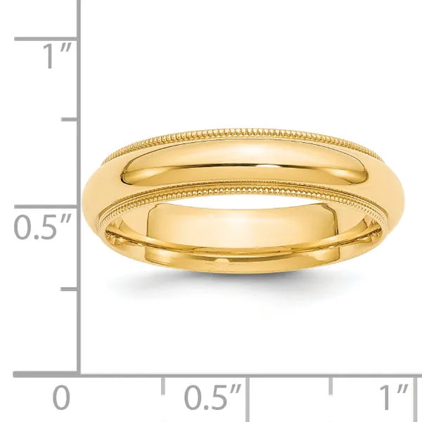 14K Gold 5mm Comfort Fit Milgrain Wedding Band