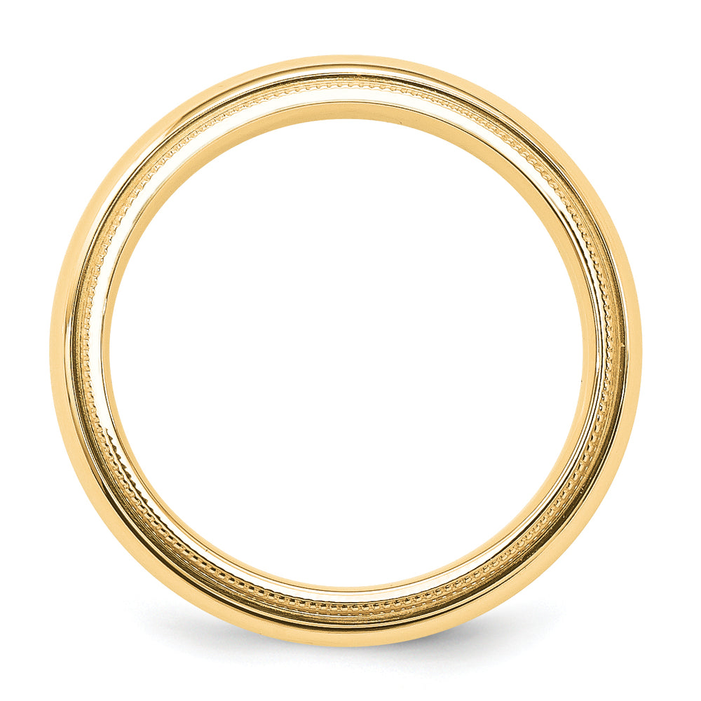 14K Yellow Gold 5mm Comfort Fit Milgrain Wedding Band - Front View