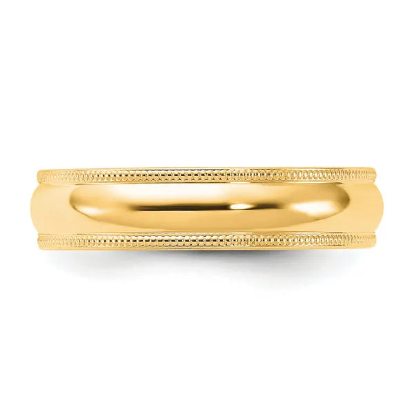 14K Gold 5mm Comfort Fit Milgrain Wedding Band