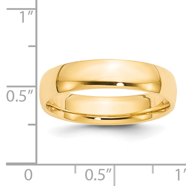 14K Yellow Gold 5mm Comfort Fit Wedding Band - Side Profile