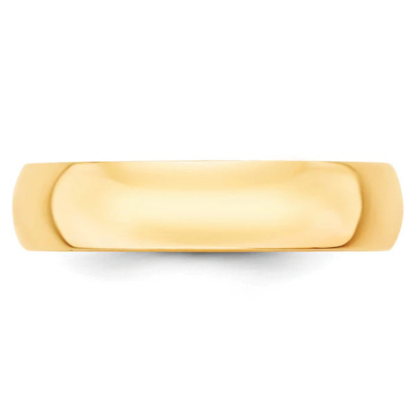 14K Yellow Gold 5mm Half Round Wedding Band Front View