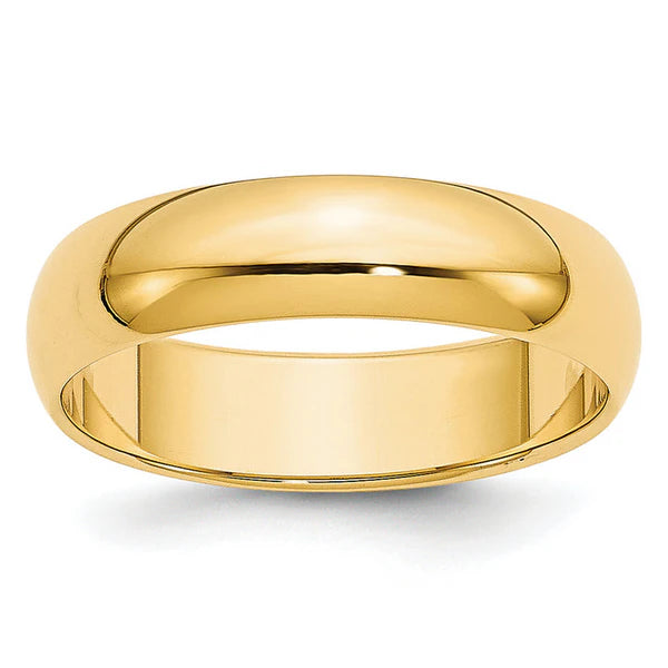14K Yellow Gold 5mm Half Round Wedding Band