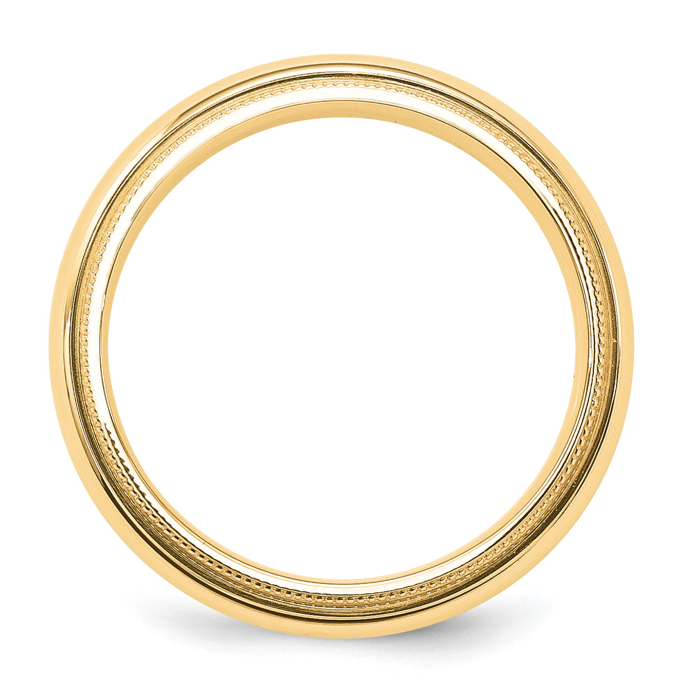 14K Yellow Gold 6mm Comfort Fit Milgrain Wedding Band - Front View