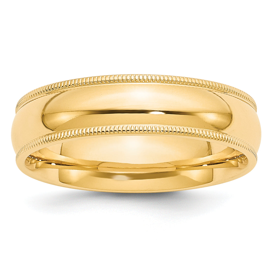 14K Yellow Gold 6mm Comfort Fit Milgrain Wedding Band