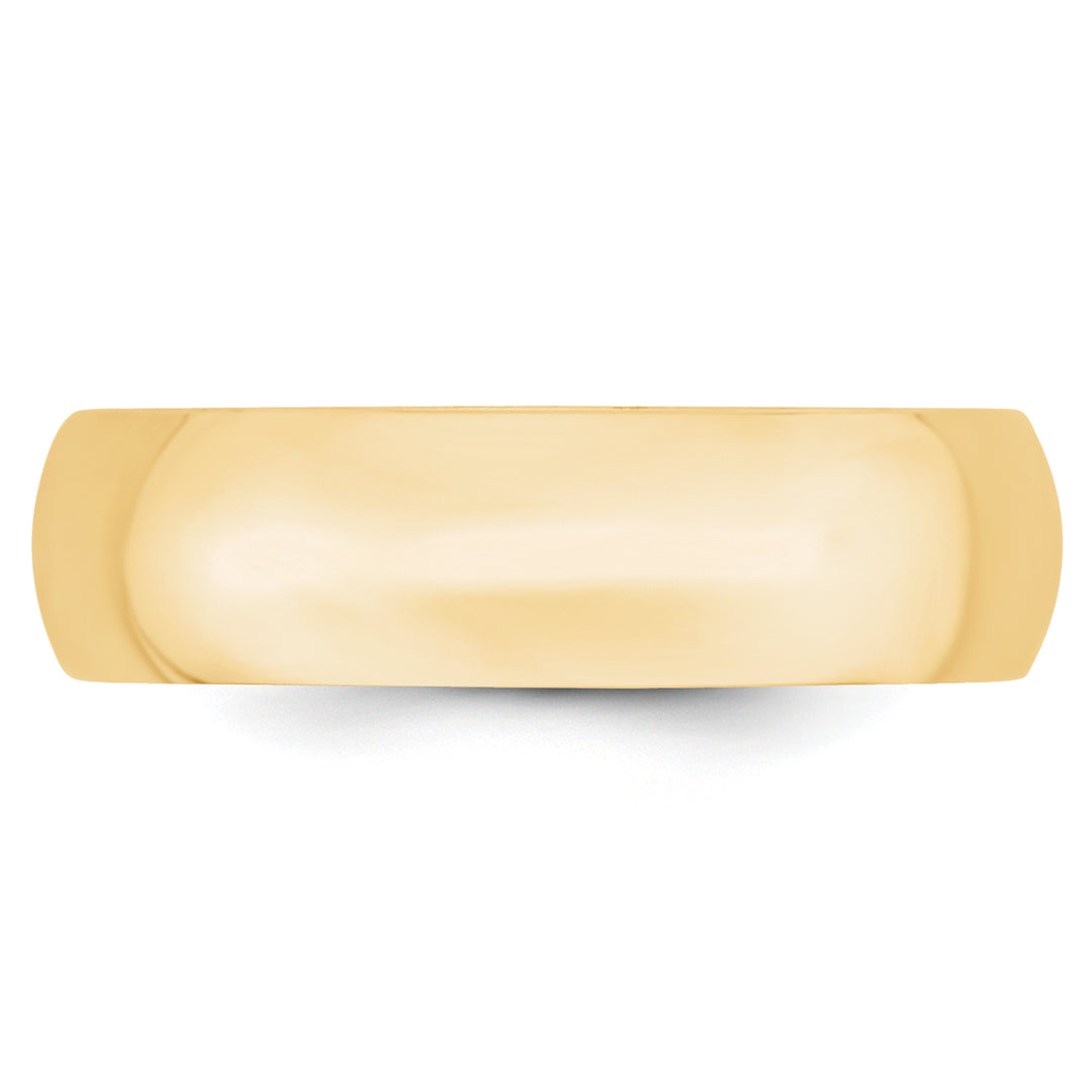 14K Yellow Gold 6mm Comfort Fit Wedding Band - Side Profile