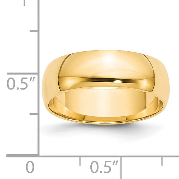 14K Yellow Gold 6mm Half Round Wedding Band Side Profile