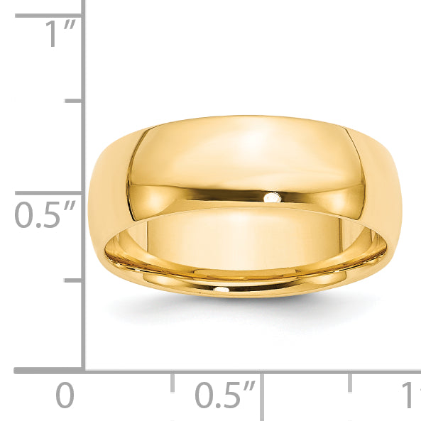 14K Yellow Gold 7mm Comfort Fit Wedding Band - Close-Up Detail