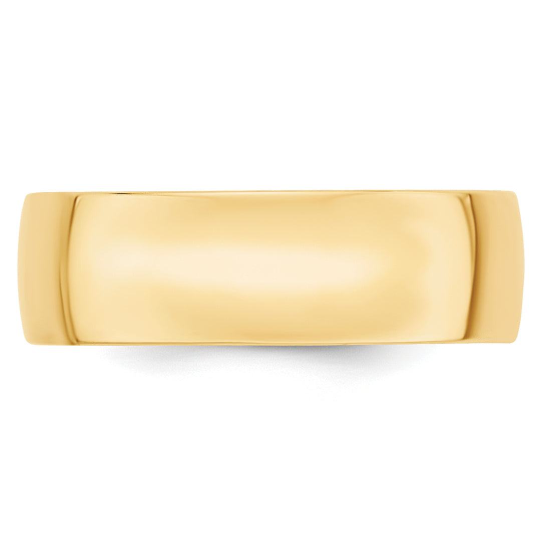 14K Yellow Gold 7mm Comfort Fit Wedding Band - Side Profile