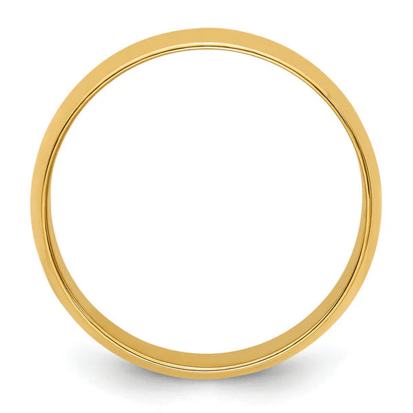 14K Yellow Gold 7mm Half Round Wedding Band Front View