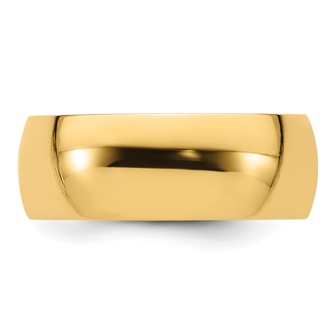 14K Yellow Gold 8mm Comfort Fit Wedding Band - Angle View
