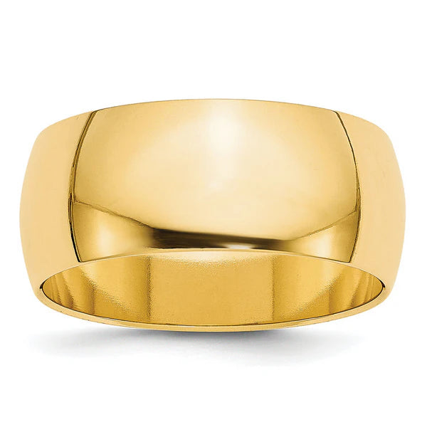 14K Yellow Gold 8mm Half Round Wedding Band