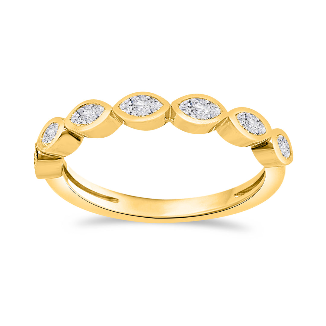 14K yellow gold marquise lab-grown diamond bezel stackable ring