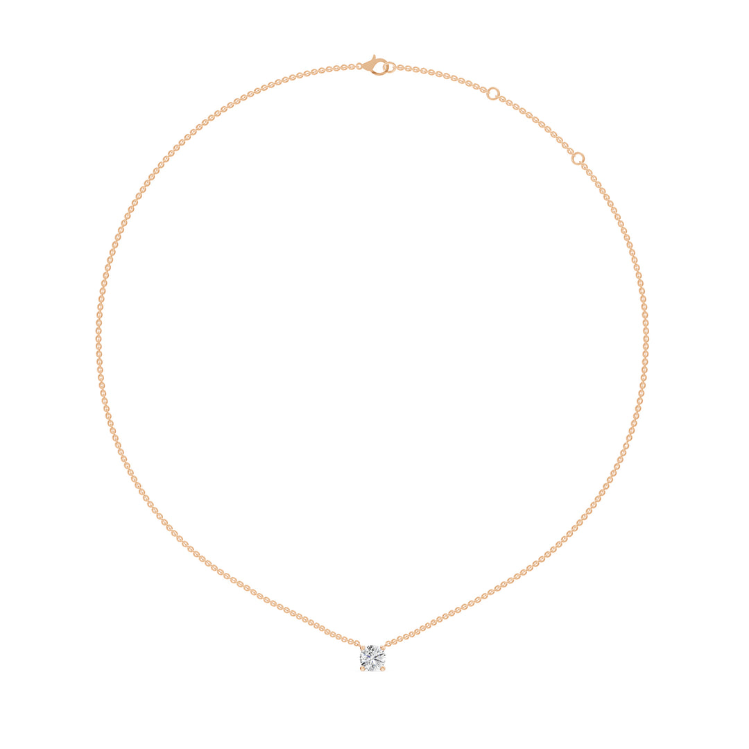 14K yellow gold solitaire pendant necklace with 1.05 carat round lab-grown diamond