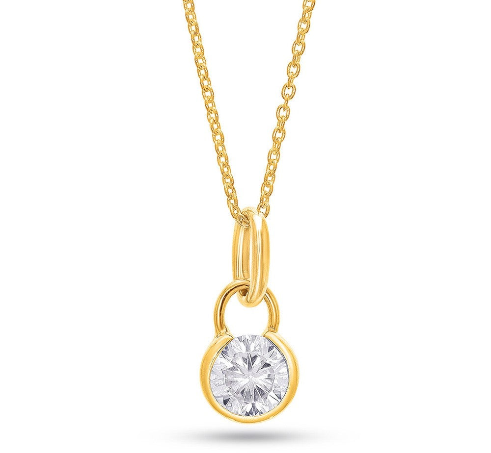 14K yellow gold solitaire pendant with 0.51 carat round lab-grown diamond