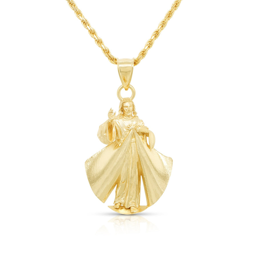 Divine Mercy Pendant, 14K Yellow Gold