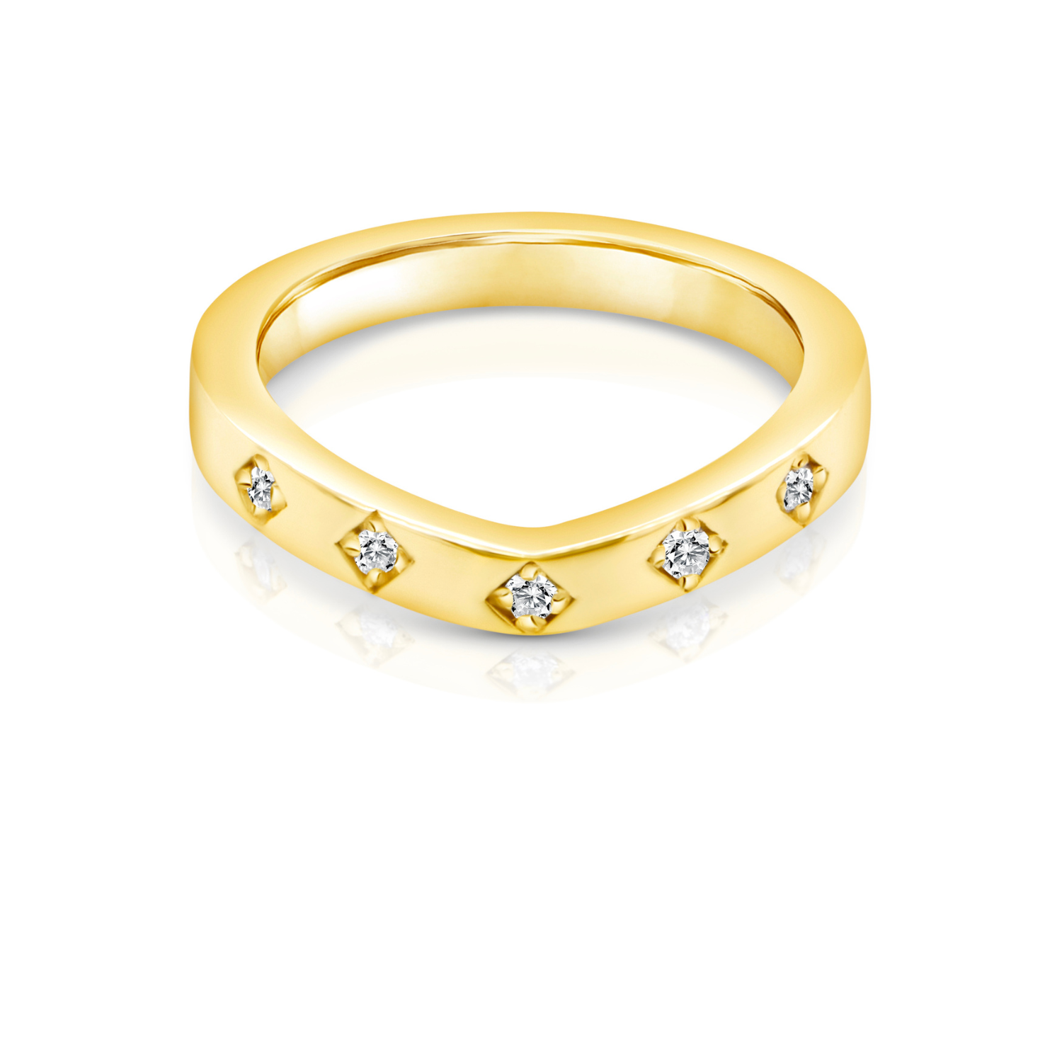 14kt yellow gold lab grown diamond chevron wedding band mobile banner - AJ's Jewelry Queens NY