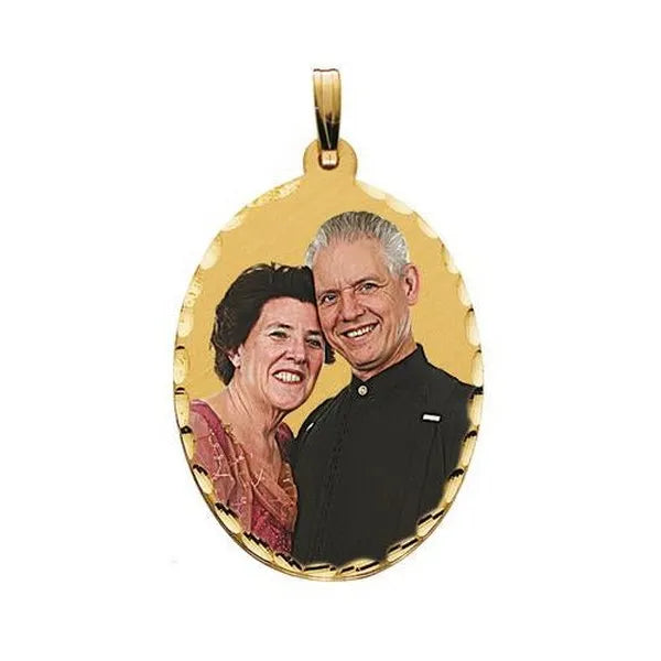 Large Oval with Diamond Cut Edge Picture Pendant Charm | AJ's Jewelry Queens NY
