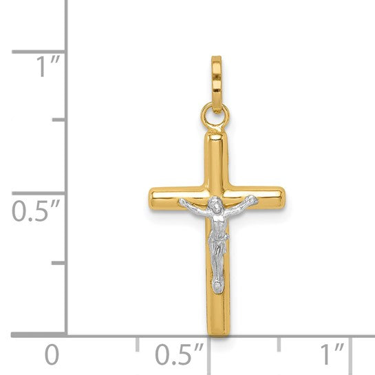 14 Karat 2 Tone Gold Small Polished Cross Charm Pendant