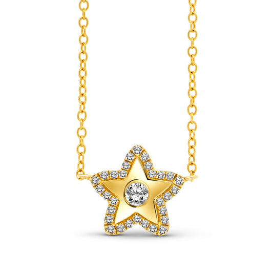 14 Karat Yellow Gold Diamond Star Pendant