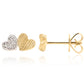 14 Karat Yellow Gold Diamond Heart Earrings