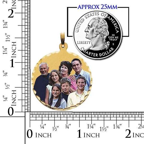 Large Round with Diamond Cut Edge Picture Pendant Charm side view | AJ's Jewelry Queens NY