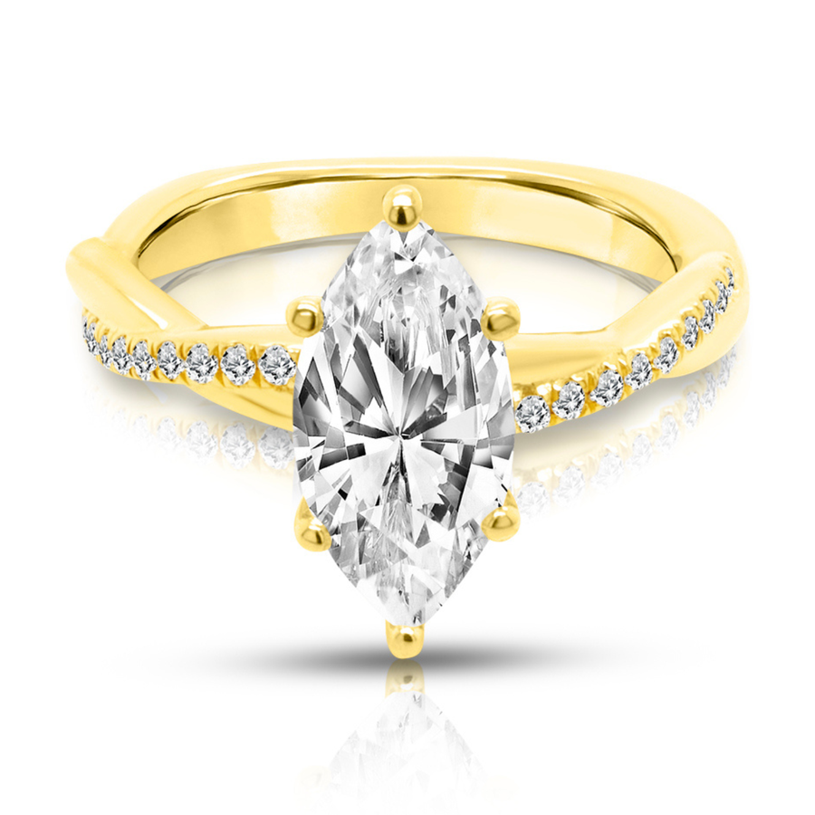 Marquise Lab Grown Diamond Twist, 18K Yellow Gold